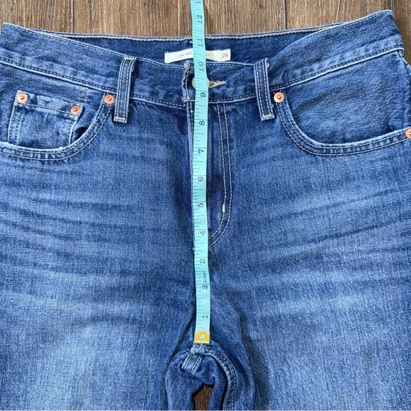 Levi’s Low Pro Straight Leg Jeans Baggy 90s Mid Rise Blue Ripped Torn - Picture 5 of 11
